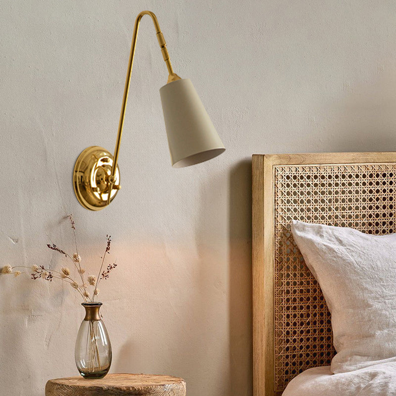 Scandinavian Antique Minimalist Brass Wall Lamp With Adjustable Head For Living Room