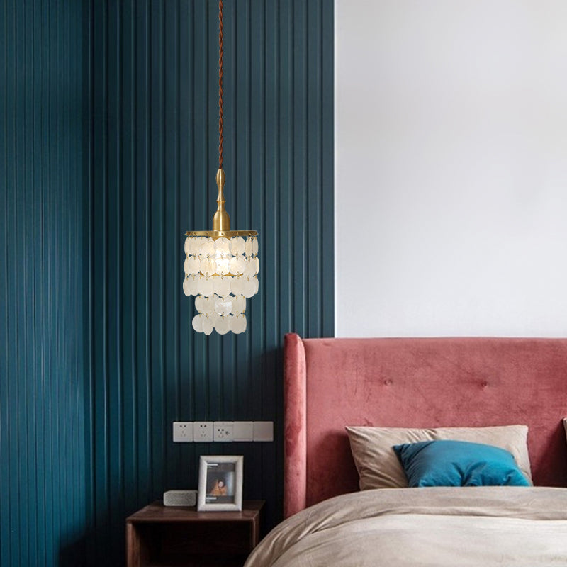 Wind Chime Pearl Pendant Lamp With Burnished Brass Gleaming Floating For Cloakroom
