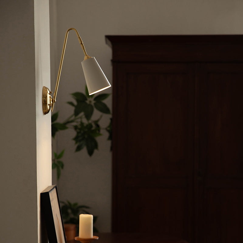 Scandinavian Antique Minimalist Brass Wall Lamp With Adjustable Head For Living Room