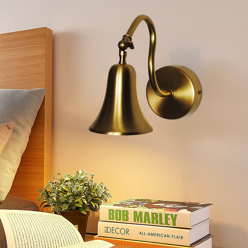 Minimalist Trumpet Brass Wall Lamp With Curvaceous Antique Brass For Reception Hall