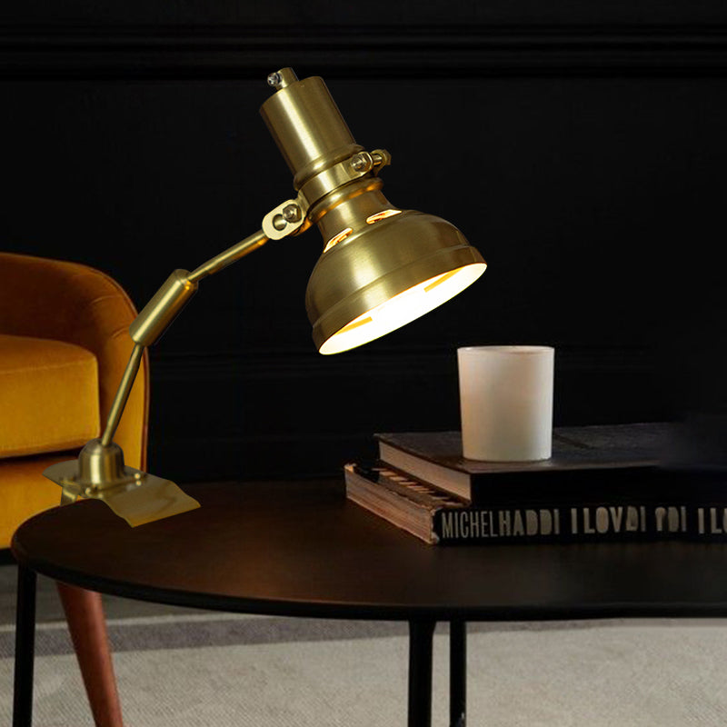 Medieval Industrial Brass Table Lamp With Multi-Angle Adjustable Clip For Bureau