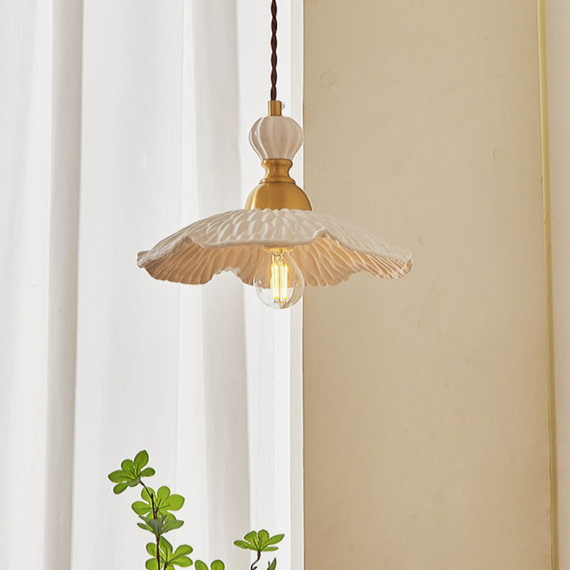 Refined Style Warm Tone Pendant Lamp With Butterscotch Brass Ceramics For Lounge