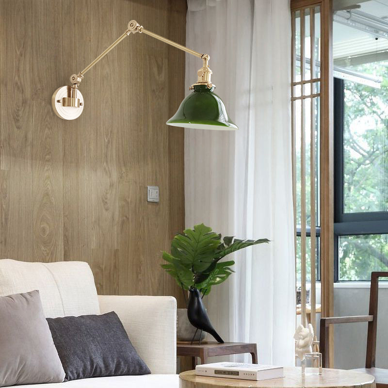 Nordic Retro Long Pole Retractable Folded Wall Lamp With Lustrous Brass For Gallery Space