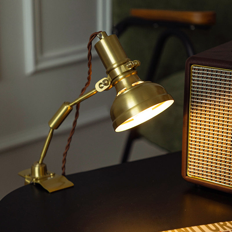 Medieval Industrial Brass Table Lamp With Multi-Angle Adjustable Clip For Bureau