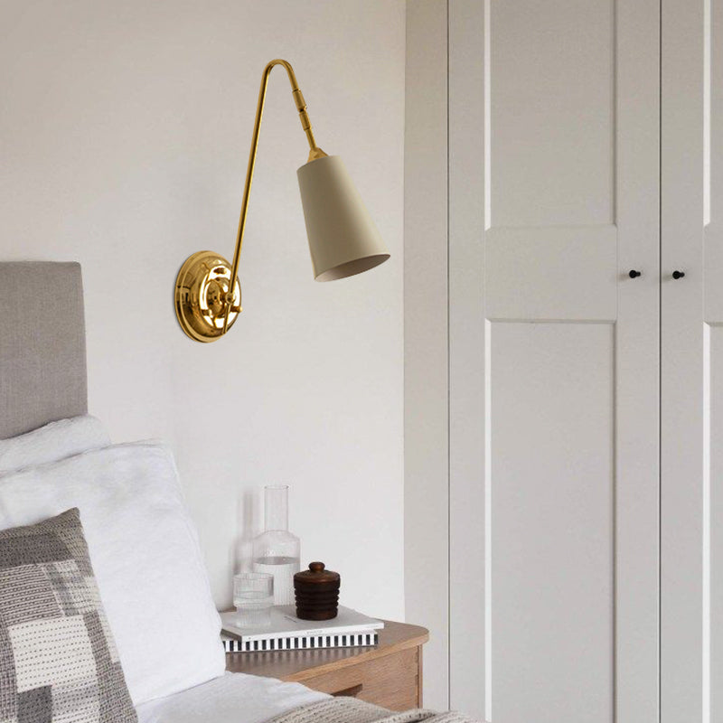 Scandinavian Antique Minimalist Brass Wall Lamp With Adjustable Head For Living Room