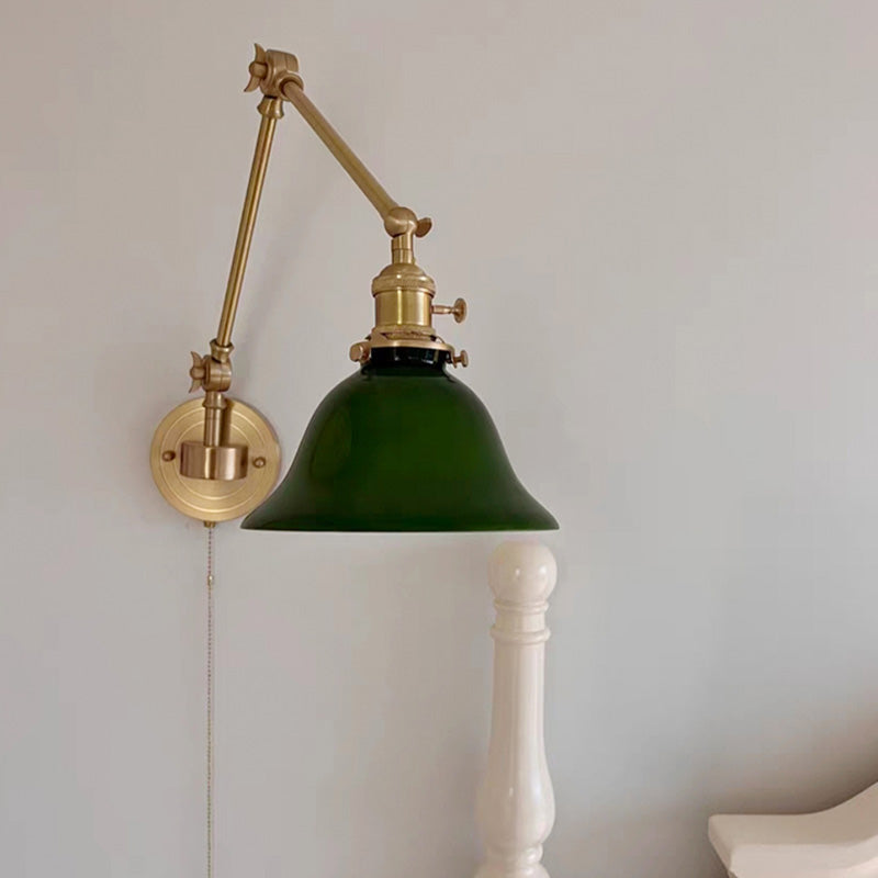 Nordic Retro Long Pole Retractable Folded Wall Lamp With Lustrous Brass For Gallery Space