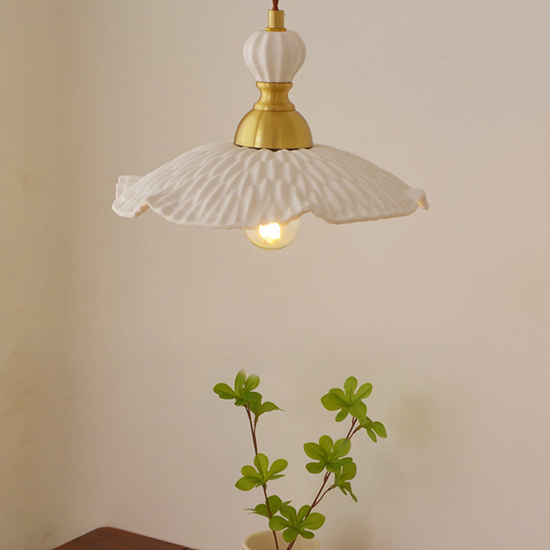 Refined Style Warm Tone Pendant Lamp With Butterscotch Brass Ceramics For Lounge