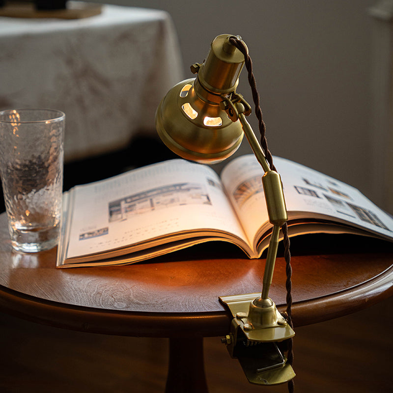Medieval Industrial Brass Table Lamp With Multi-Angle Adjustable Clip For Bureau