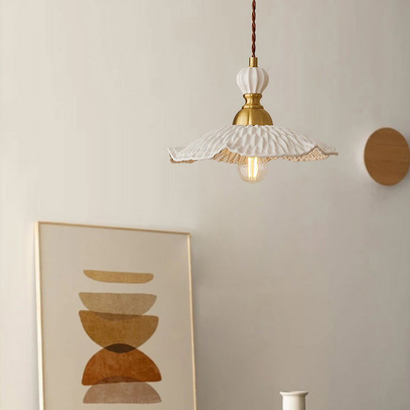 Refined Style Warm Tone Pendant Lamp With Butterscotch Brass Ceramics For Lounge