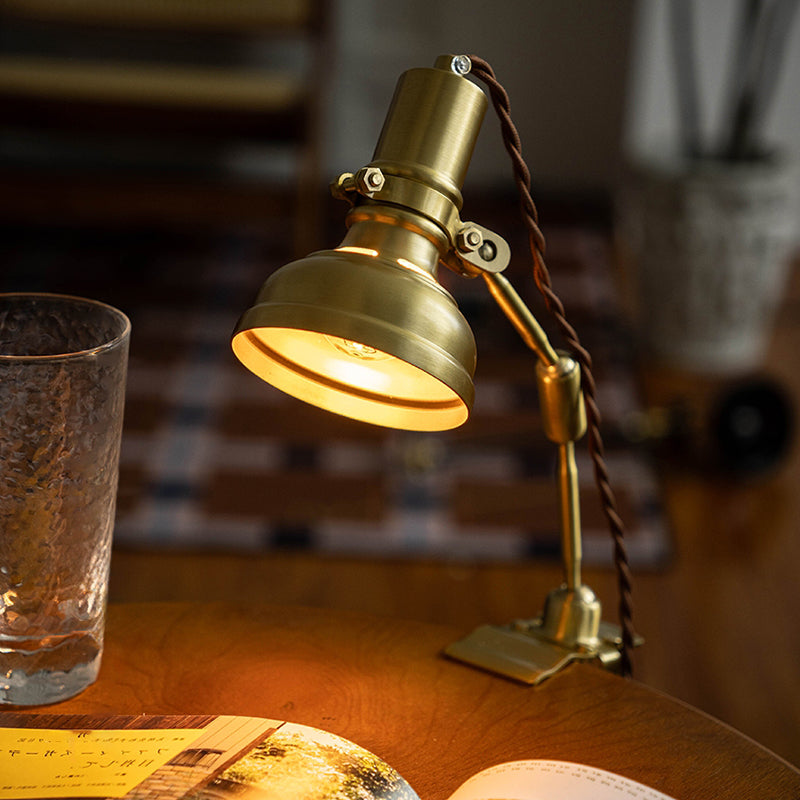 Medieval Industrial Brass Table Lamp With Multi-Angle Adjustable Clip For Bureau