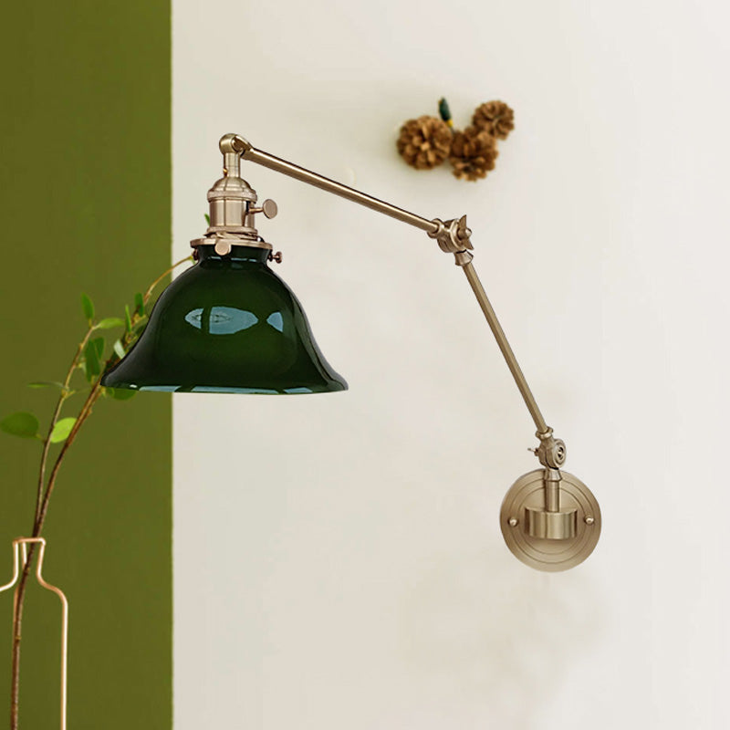 Nordic Retro Long Pole Retractable Folded Wall Lamp With Lustrous Brass For Gallery Space