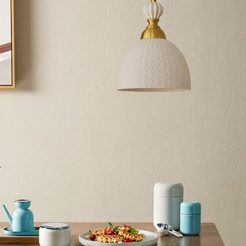 Refined Style Warm Tone Pendant Lamp With Butterscotch Brass Ceramics For Lounge