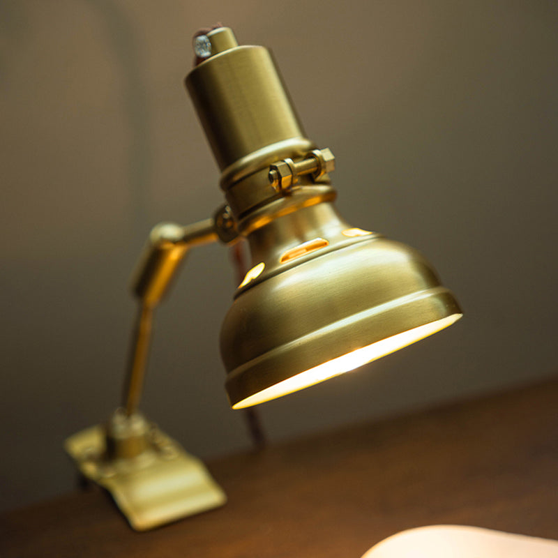 Medieval Industrial Brass Table Lamp With Multi-Angle Adjustable Clip For Bureau