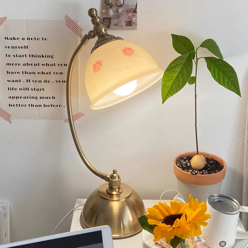 French Cream Pink Graceful Table Lamp With Regal Polished Brass For Lounge