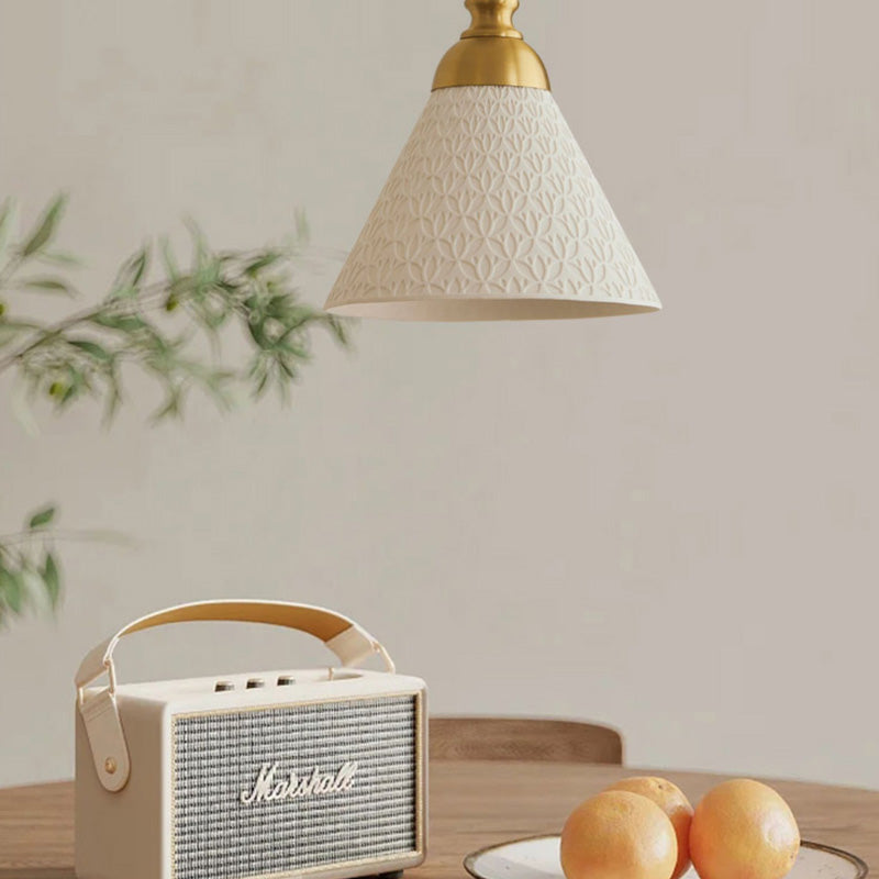 Refined Style Warm Tone Pendant Lamp With Butterscotch Brass Ceramics For Lounge